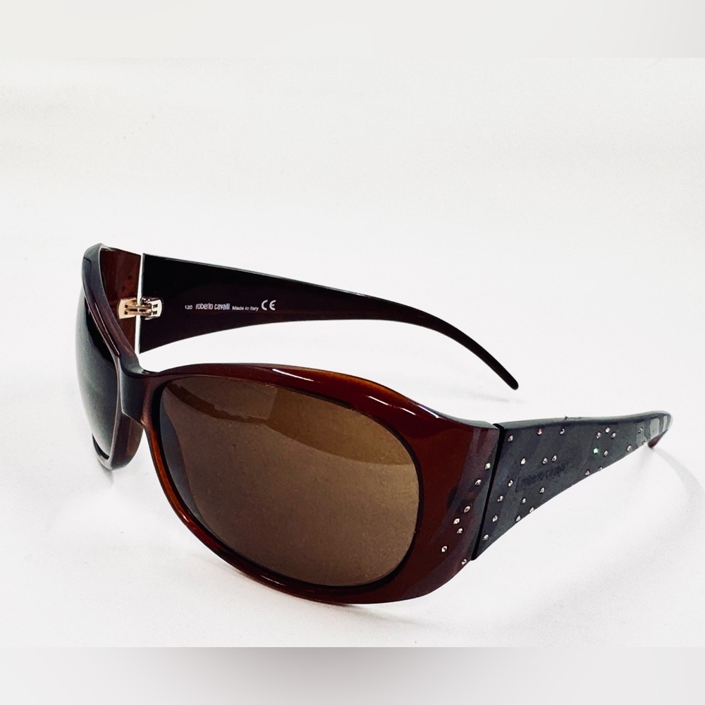 Roberto Cavalli Brown Sunglasses W/Rhinestone & Zebra Case lole 193s Excellent - Picture 4 of 6